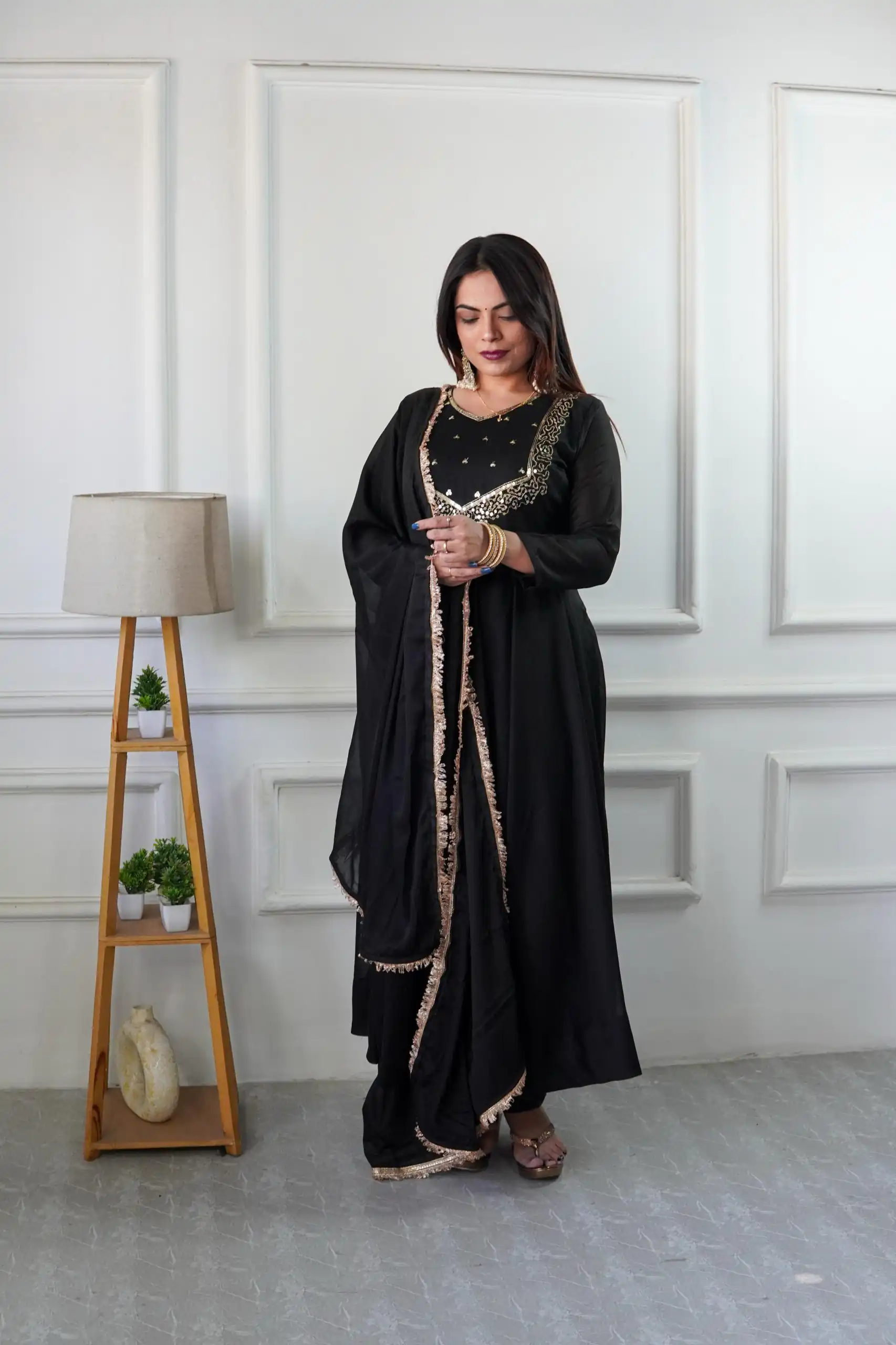 Black Star Georgette Embroidery Work Anarkali Gown | Gowns, Bollywood Gowns, Creative Gowns, Designer Gowns, Embroidered Gowns, Party Wear Gowns