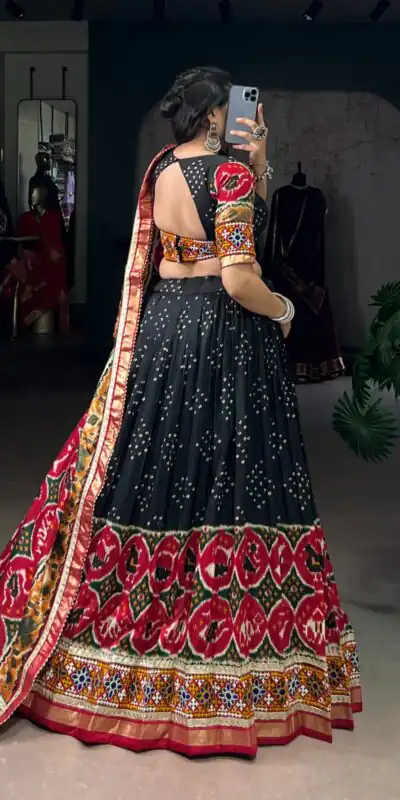 Black Tasar Silk Gamthi Work Lehenga Choli | Lehenga, Bollywood Lehenga, Creative Lehenga, Designer Lehenga, Embroidered Lehenga, Party Wear Lehenga