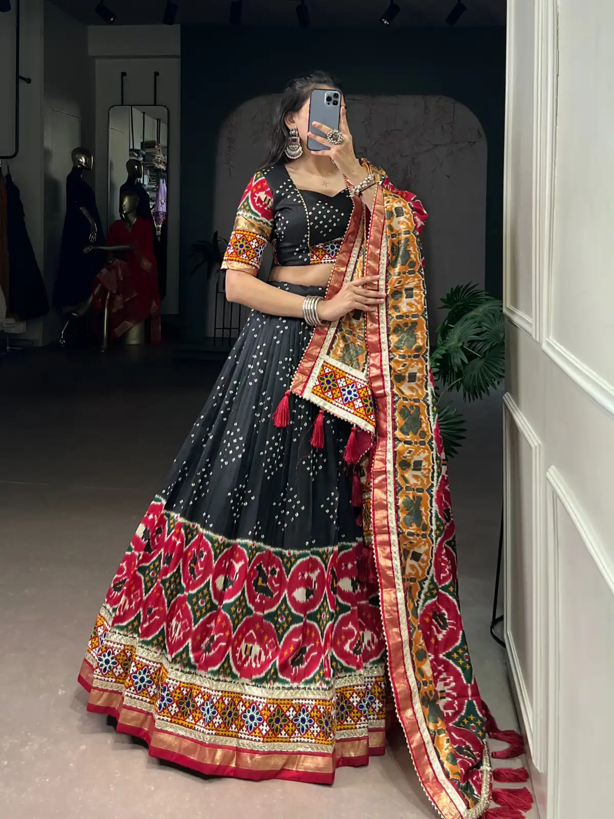 Black Tasar Silk Gamthi Work Lehenga Choli | Lehenga, Bollywood Lehenga, Creative Lehenga, Designer Lehenga, Embroidered Lehenga, Party Wear Lehenga