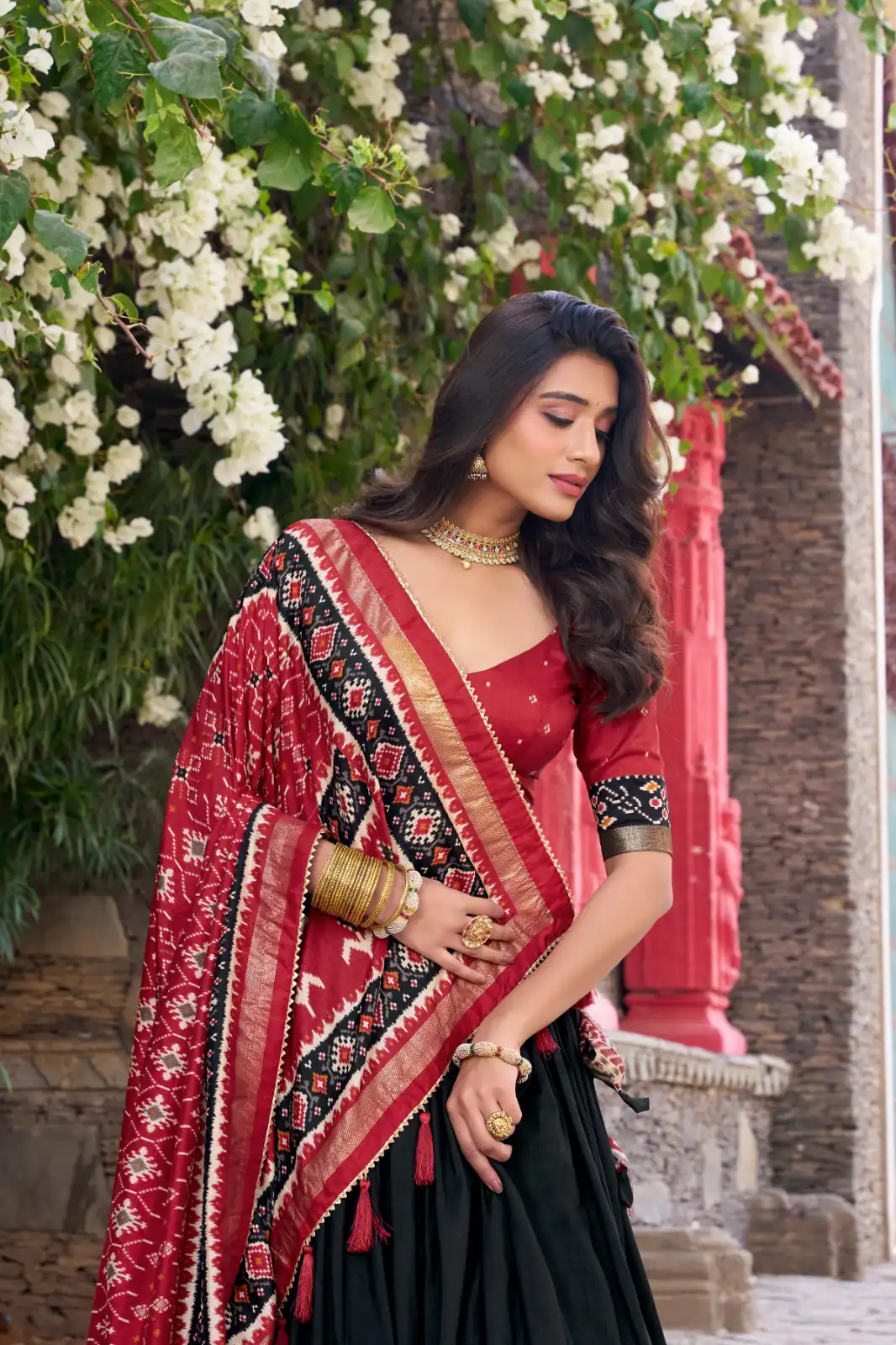 Black Tushar Silk Patola Printed Lehenga Choli | Lehenga, Bollywood Lehenga, Creative Lehenga, Designer Lehenga, Embroidered Lehenga, Party Wear Lehenga