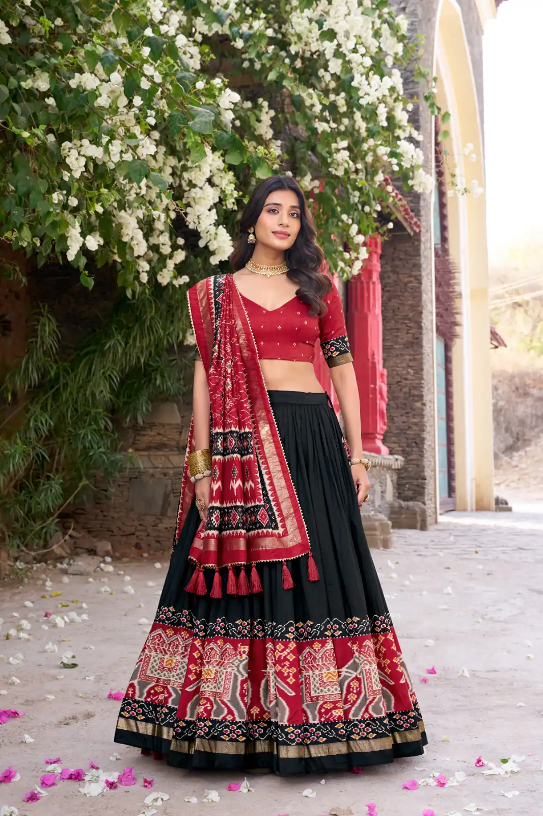 Black Tushar Silk Patola Printed Lehenga Choli | Lehenga, Bollywood Lehenga, Creative Lehenga, Designer Lehenga, Embroidered Lehenga, Party Wear Lehenga