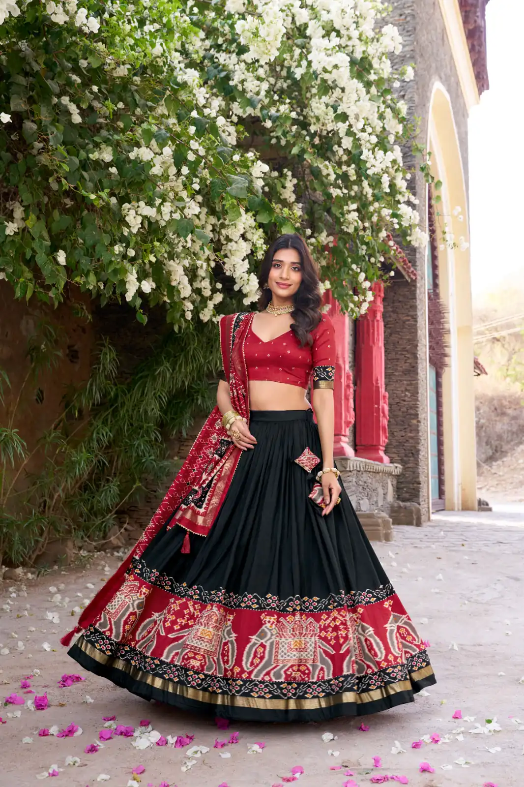 Black Tushar Silk Patola Printed Lehenga Choli | Lehenga, Bollywood Lehenga, Creative Lehenga, Designer Lehenga, Embroidered Lehenga, Party Wear Lehenga
