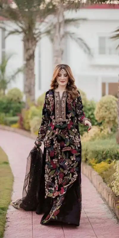Black Viscose Velvet Embroidery Work Lehenga Choli | Lehenga, Bollywood Lehenga, Creative Lehenga, Designer Lehenga, Embroidered Lehenga, Party Wear Lehenga