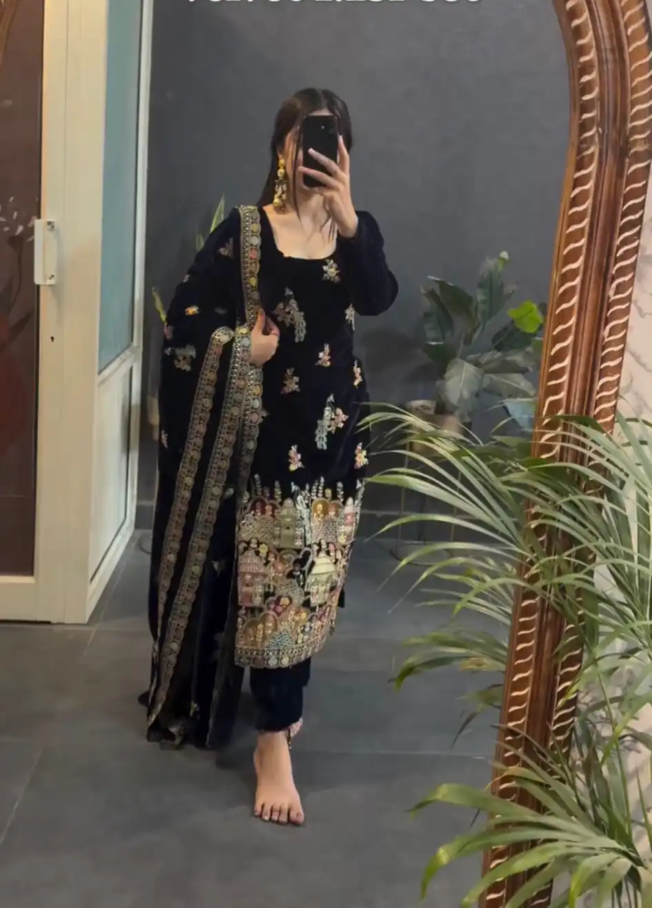 Black Viscose Velvet Embroidery Work Salwar Suit | Jump Suits, Salwar suit, Casual Suits, Creative suits, Designer Suits, Palazzo Suits, Party Wear Suits, Patiala Suits, Straight Suits