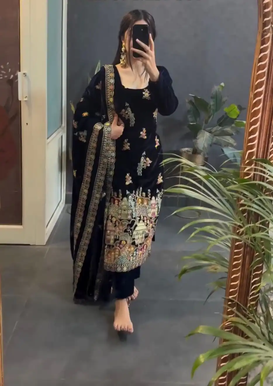 Black Viscose Velvet Embroidery Work Salwar Suit | Jump Suits, Salwar suit, Casual Suits, Creative suits, Designer Suits, Palazzo Suits, Party Wear Suits, Patiala Suits, Straight Suits