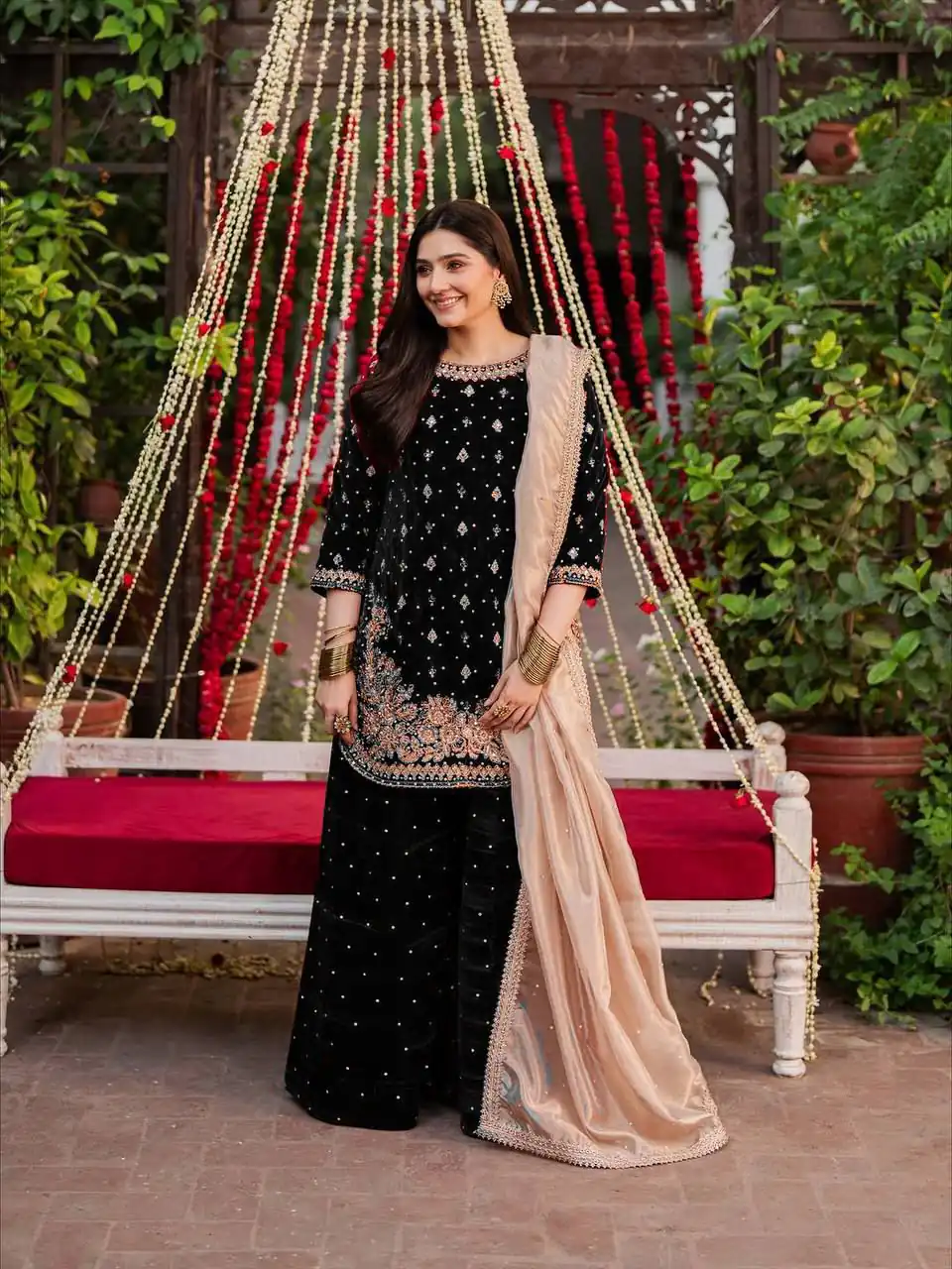 Black Viscose Velvet Thread Sequence Work Salwar Suit | Jump Suits, Tops & Bottoms, Track Suits, Salwar suit, Casual Suits, Creative suits, Designer Suits, Palazzo Suits, Party Wear Suits, Patiala Suits, Straight Suits, Trendy Wear