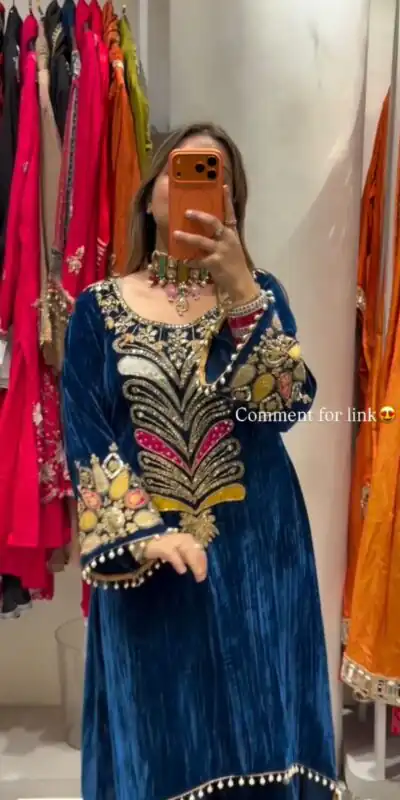 Blue 9000 Velvet Lace Embroidery Work Salwar Suit | Jump Suits, Salwar suit, Casual Suits, Creative suits, Designer Suits, Palazzo Suits, Party Wear Suits, Patiala Suits, Straight Suits