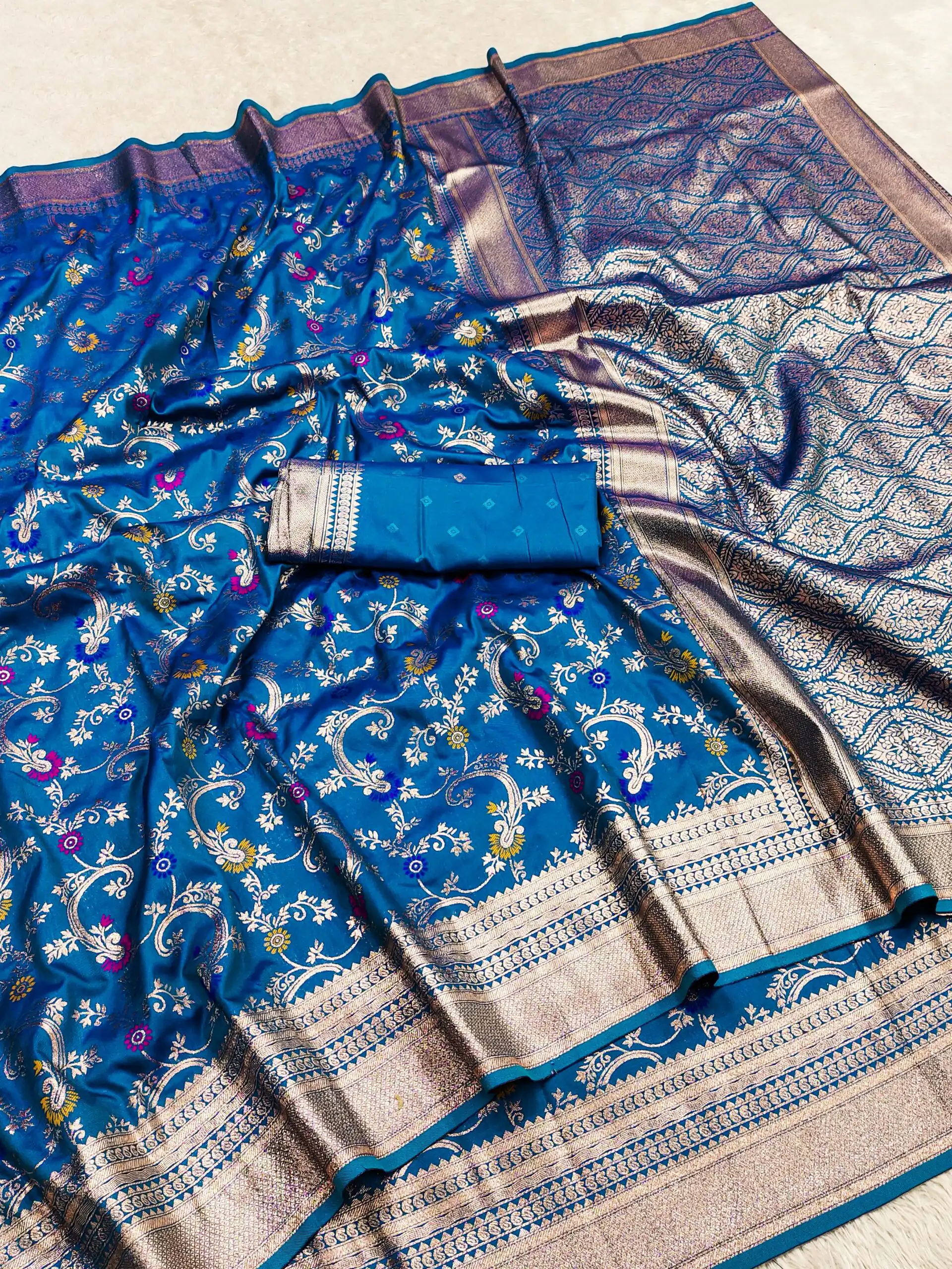 Blue Banarasi Silk With Zari Lace Work Saree | Sarees, Bollywood Sarees, Creative Sarees, Designer Sarees, Embroidered Sarees, Ethnic Saree, Modern Digital sarees, Party Wear Sarees
