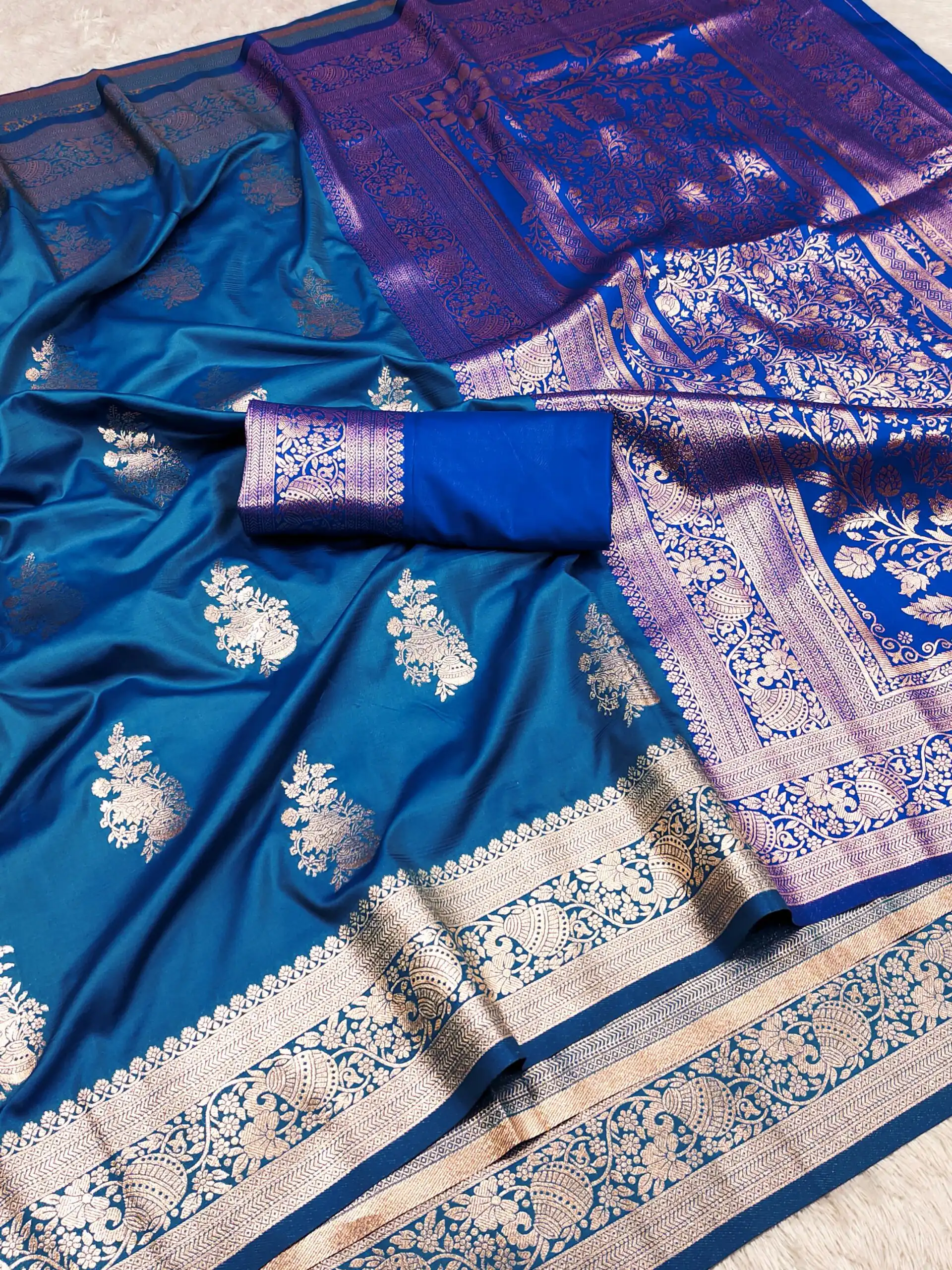 Blue Banarasi Silk Zari Lace Work All Over Saree | Sarees, Bollywood Sarees, Creative Sarees, Designer Sarees, Embroidered Sarees, Ethnic Saree, Modern Digital sarees, Party Wear Sarees
