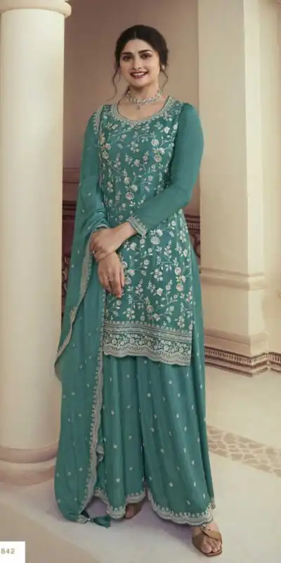 Blue Chinon Embroidery Multi Work Salwar Suit | Jump Suits, Salwar suit, Casual Suits, Creative suits, Designer Suits, Palazzo Suits, Party Wear Suits, Patiala Suits, Straight Suits