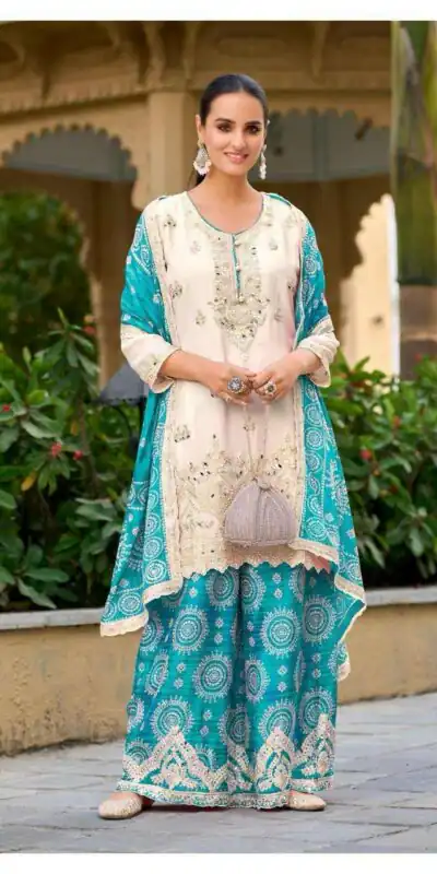 Blue Chinon Sequence Mirror Hand Work Salwar Suit | Jump Suits, Salwar suit, Casual Suits, Creative suits, Designer Suits, Palazzo Suits, Party Wear Suits, Patiala Suits, Straight Suits