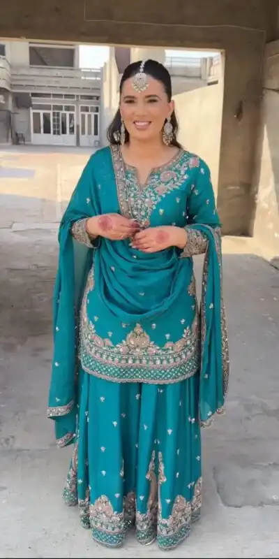 Blue Chinon Silk Thread Sequence Work Salwar Suit | Jump Suits, Salwar suit, Casual Suits, Creative suits, Designer Suits, Palazzo Suits, Party Wear Suits, Patiala Suits, Straight Suits