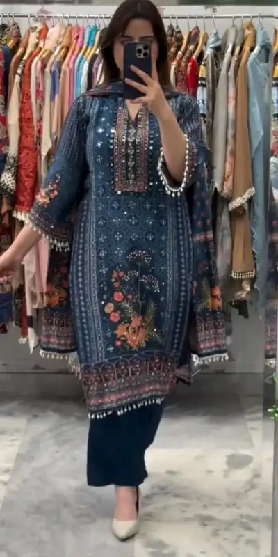 Blue Chinon With Sequence Work Salwar Suit | Jump Suits, Salwar suit, Casual Suits, Creative suits, Designer Suits, Palazzo Suits, Party Wear Suits, Patiala Suits, Straight Suits