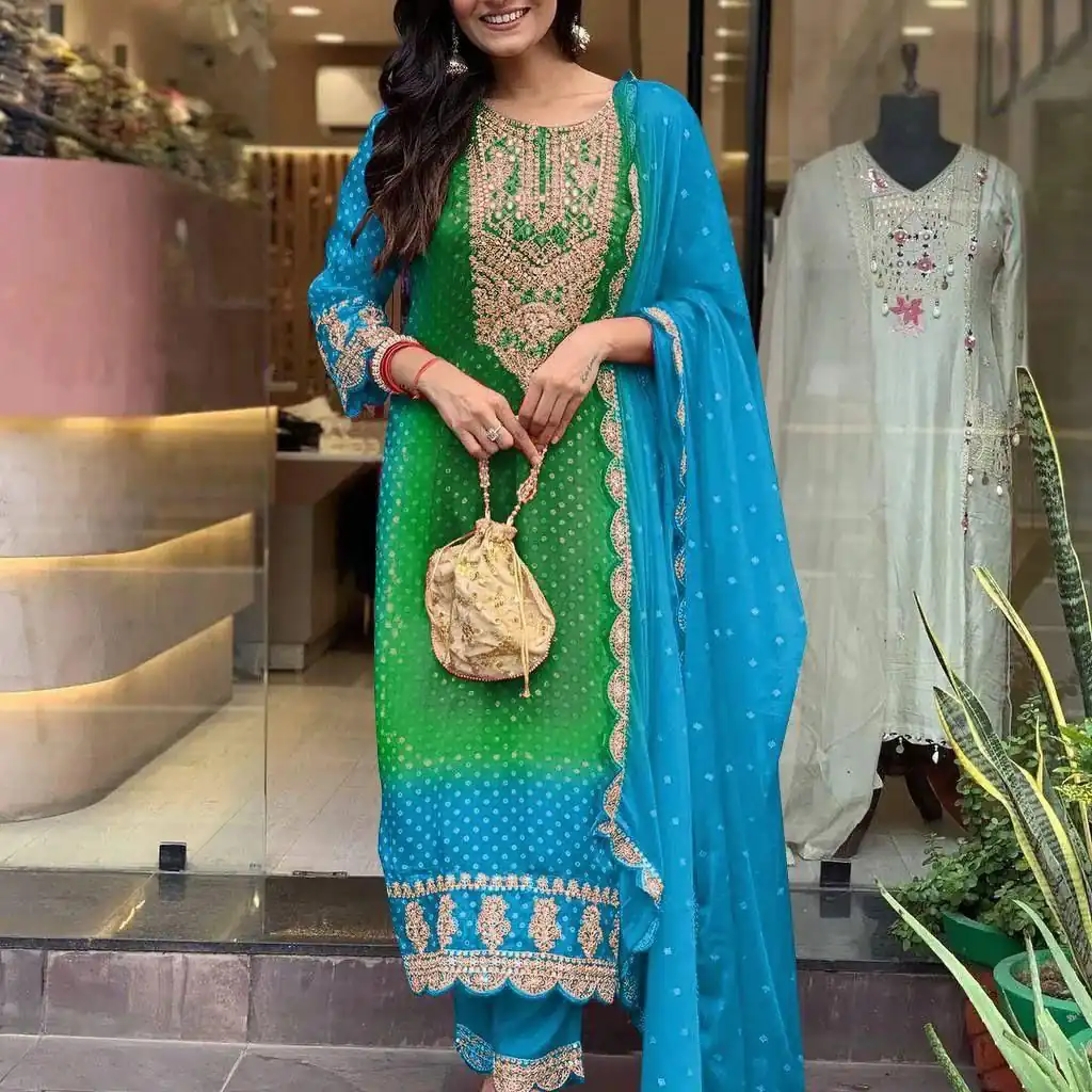 Blue Chinoon Silk Embroidery Work Salwar Suit | Jump Suits, Tops & Bottoms, Track Suits, Salwar suit, Casual Suits, Creative suits, Designer Suits, Palazzo Suits, Party Wear Suits, Patiala Suits, Straight Suits, Trendy Wear
