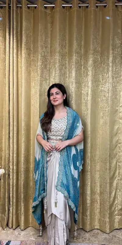 Blue Crap Silk Embroidery Mirror Work Dhoti Suit | Jump Suits, Salwar suit, Casual Suits, Creative suits, Designer Suits, Palazzo Suits, Party Wear Suits, Patiala Suits, Straight Suits