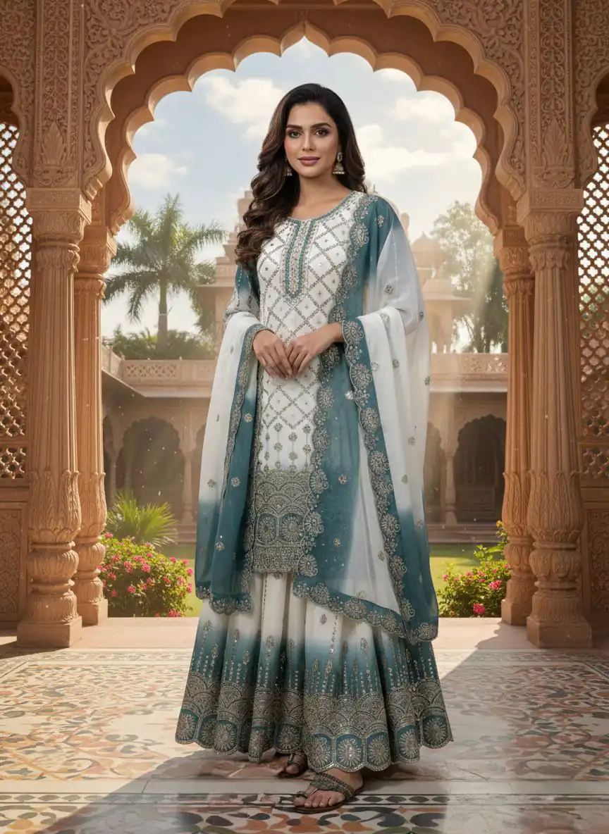 Blue Dual Star Georgette Sequence Work Salwar Suit | Jump Suits, Salwar suit, Casual Suits, Creative suits, Designer Suits, Palazzo Suits, Party Wear Suits, Patiala Suits, Straight Suits