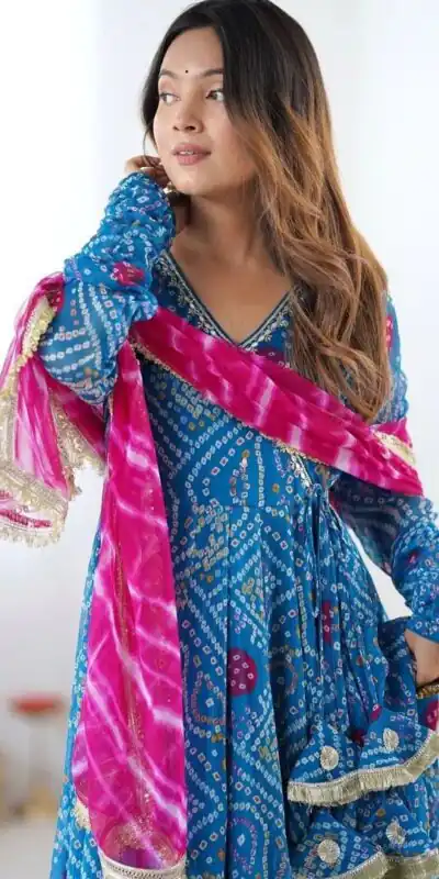 Blue Faux Georgette Digital Print Gown | Gowns, Bollywood Gowns, Creative Gowns, Designer Gowns, Embroidered Gowns, Party Wear Gowns
