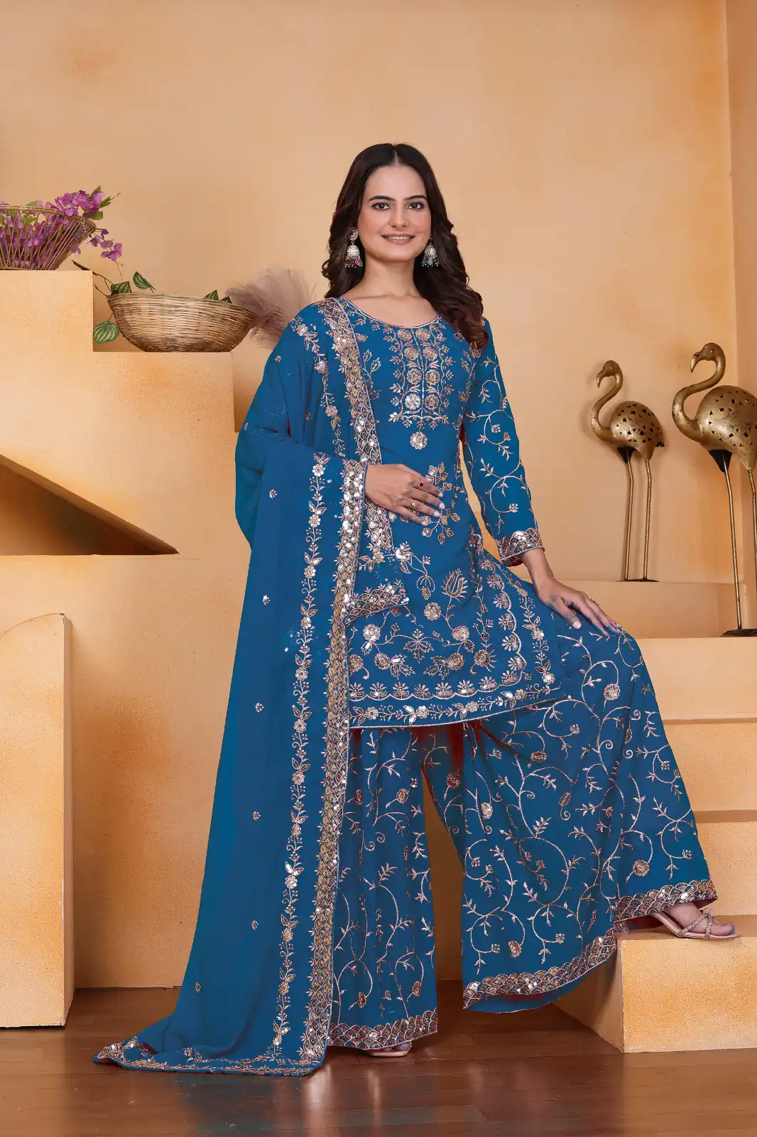 Blue Fox Georgette Embroidery Work Salwar Suit | Jump Suits, Salwar suit, Casual Suits, Creative suits, Designer Suits, Palazzo Suits, Party Wear Suits, Patiala Suits, Straight Suits