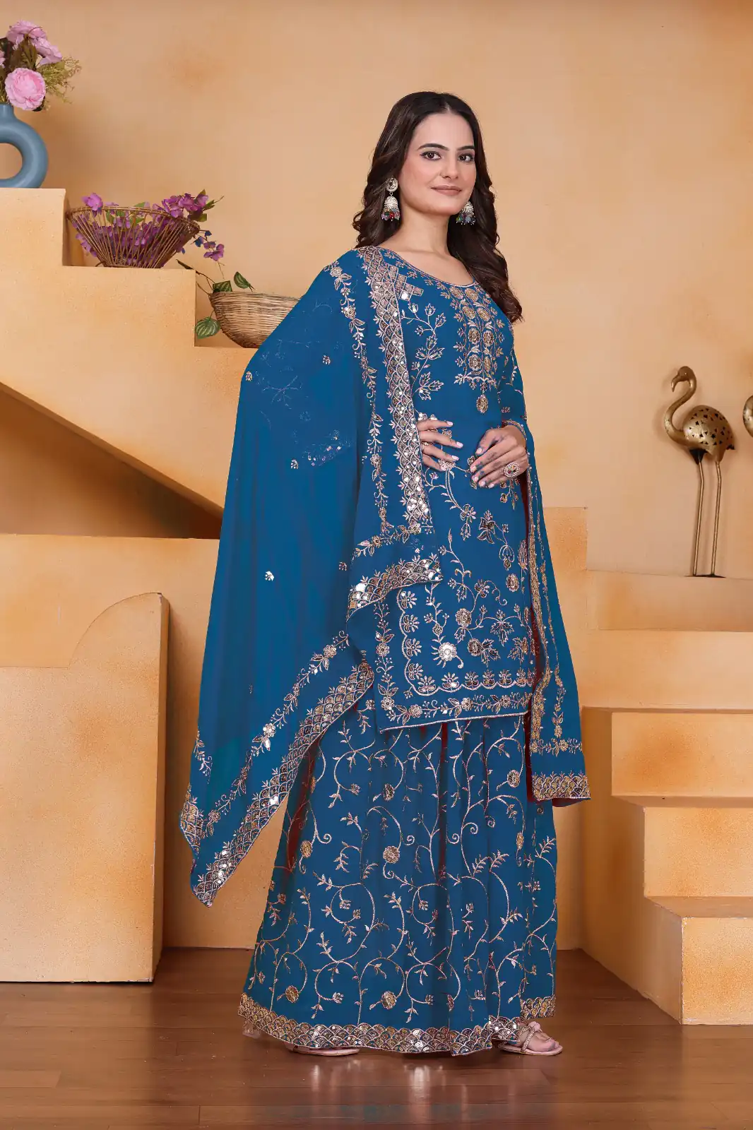 Blue Fox Georgette Embroidery Work Salwar Suit | Jump Suits, Salwar suit, Casual Suits, Creative suits, Designer Suits, Palazzo Suits, Party Wear Suits, Patiala Suits, Straight Suits