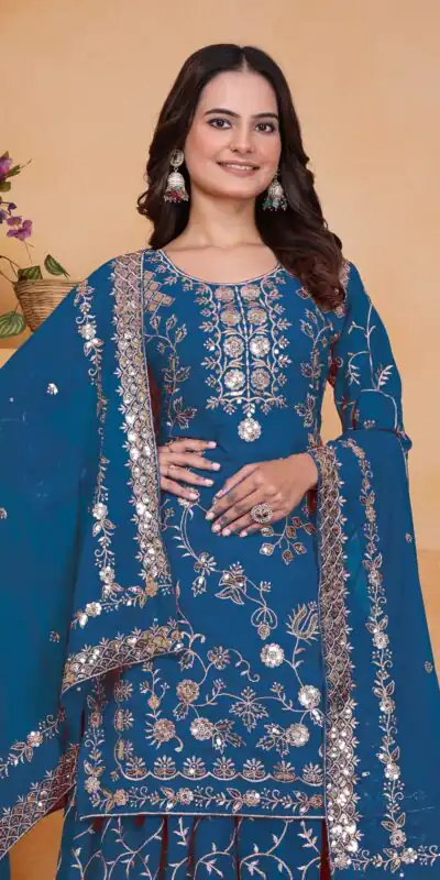 Blue Fox Georgette Embroidery Work Salwar Suit | Jump Suits, Salwar suit, Casual Suits, Creative suits, Designer Suits, Palazzo Suits, Party Wear Suits, Patiala Suits, Straight Suits