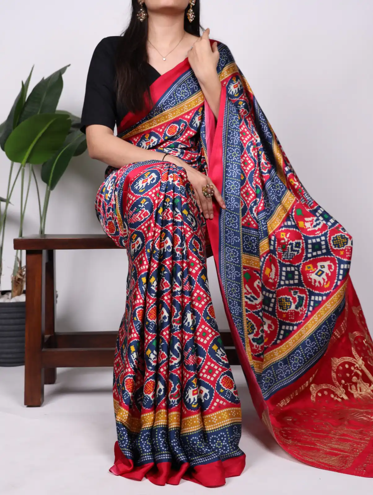 Blue Gaji Silk Patola Print Lagadi Patta Saree | Sarees, Bollywood Sarees, Creative Sarees, Designer Sarees, Embroidered Sarees, Ethnic Saree, Modern Digital sarees, Party Wear Sarees