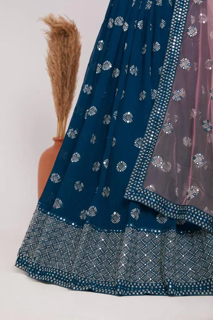 Blue Georgette Embroidery Sequins Lehenga Choli | Lehenga, Bollywood Lehenga, Creative Lehenga, Designer Lehenga, Embroidered Lehenga, Party Wear Lehenga