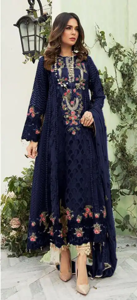 Blue Georgette Embroidery Work Salwar Suit | Salwar suit, Casual Suits, Creative suits, Designer Suits, Palazzo Suits, Party Wear Suits, Patiala Suits, Straight Suits