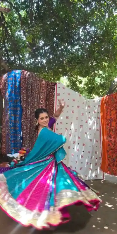 Blue Georgette Mirror Lace Khadi Print Lehenga Choli | Lehenga, Bollywood Lehenga, Creative Lehenga, Designer Lehenga, Embroidered Lehenga, Party Wear Lehenga