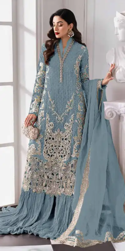 Blue Georgette Sequence Khatli Work Salwar Suit | Jump Suits, Salwar suit, Casual Suits, Creative suits, Designer Suits, Palazzo Suits, Party Wear Suits, Patiala Suits, Straight Suits