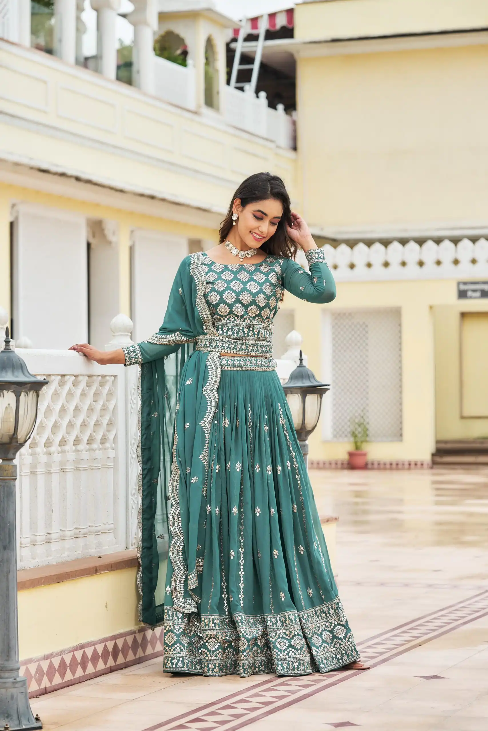 Blue Georgette Sequence Work Lehenga Choli | Lehenga, Bollywood Lehenga, Creative Lehenga, Designer Lehenga, Embroidered Lehenga, Party Wear Lehenga