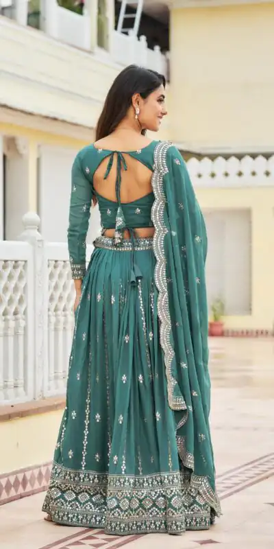 Blue Georgette Sequence Work Lehenga Choli | Lehenga, Bollywood Lehenga, Creative Lehenga, Designer Lehenga, Embroidered Lehenga, Party Wear Lehenga
