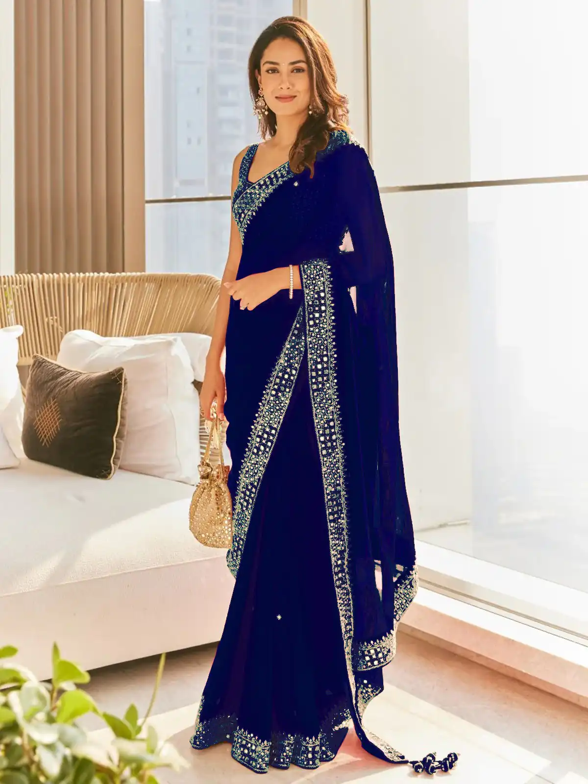Blue Georgette Thread Sequence Work Saree | Sarees, Bollywood Sarees, Creative Sarees, Designer Sarees, Embroidered Sarees, Ethnic Saree, Modern Digital sarees, Party Wear Sarees