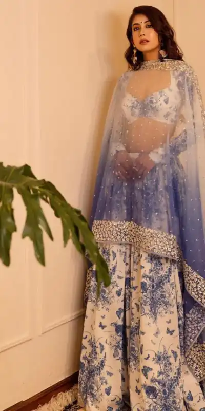 Blue Georgette With Thread Embroider Lehenga Choli | Lehenga, Bollywood Lehenga, Creative Lehenga, Designer Lehenga, Embroidered Lehenga, Party Wear Lehenga