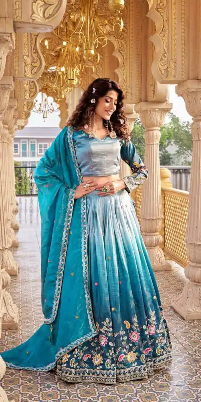 Blue Gold Crush Embroidery Work Lehenga Choli | Lehenga, Bollywood Lehenga, Creative Lehenga, Designer Lehenga, Embroidered Lehenga, Party Wear Lehenga