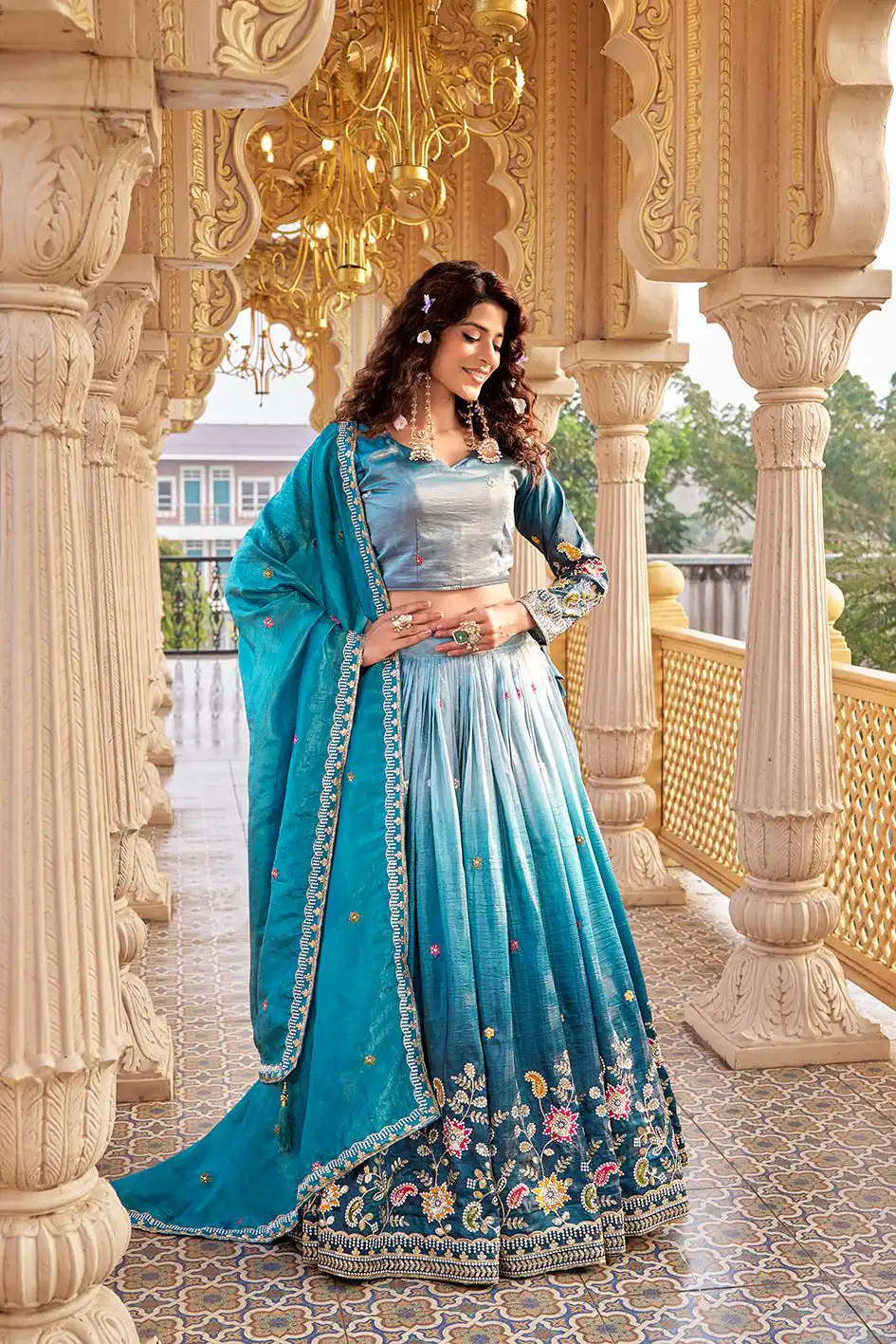 Blue Gold Crush Embroidery Work Lehenga Choli | Lehenga, Bollywood Lehenga, Creative Lehenga, Designer Lehenga, Embroidered Lehenga, Party Wear Lehenga