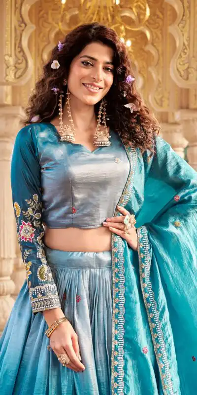 Blue Gold Crush Embroidery Work Lehenga Choli | Lehenga, Bollywood Lehenga, Creative Lehenga, Designer Lehenga, Embroidered Lehenga, Party Wear Lehenga