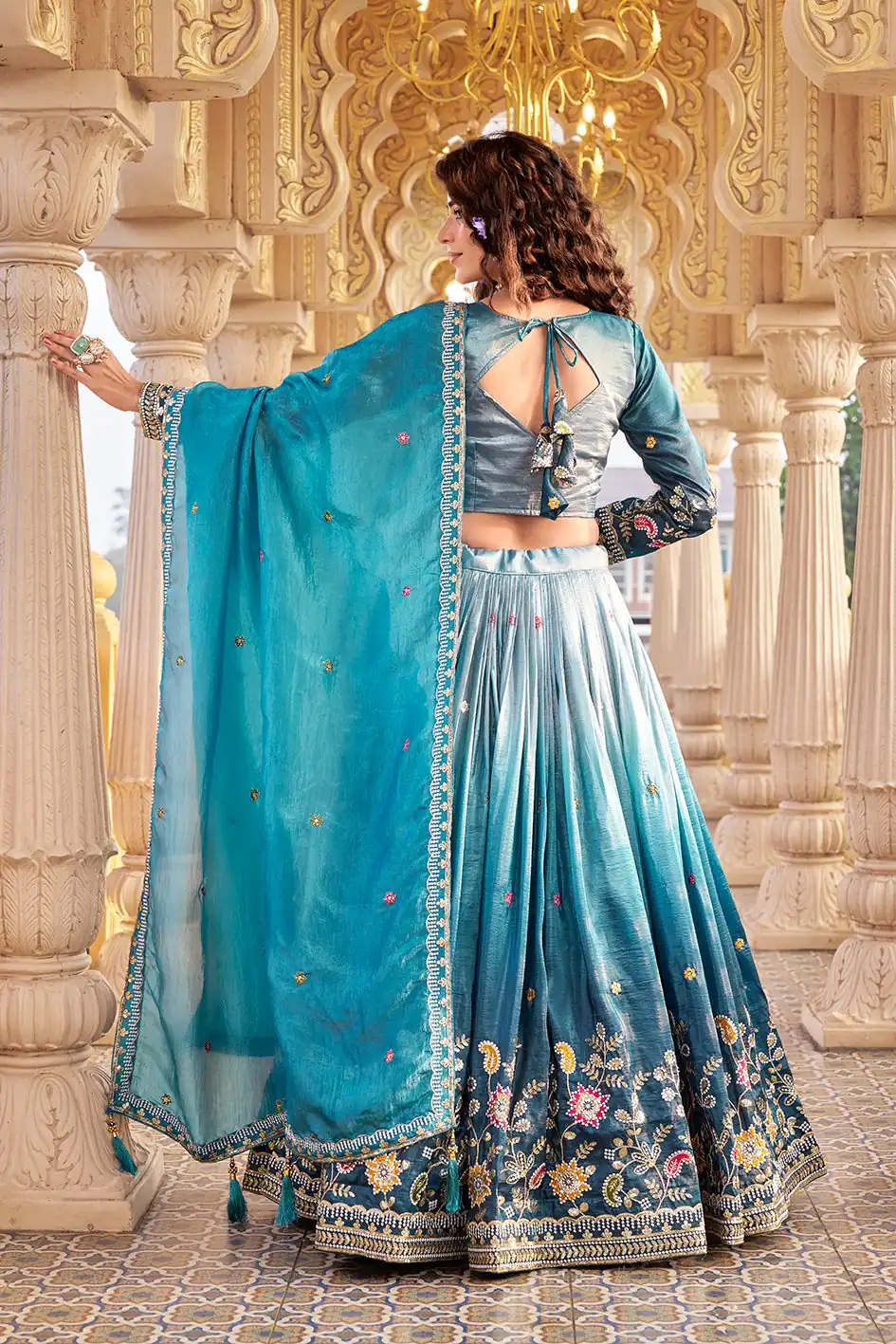 Blue Gold Crush Embroidery Work Lehenga Choli | Lehenga, Bollywood Lehenga, Creative Lehenga, Designer Lehenga, Embroidered Lehenga, Party Wear Lehenga