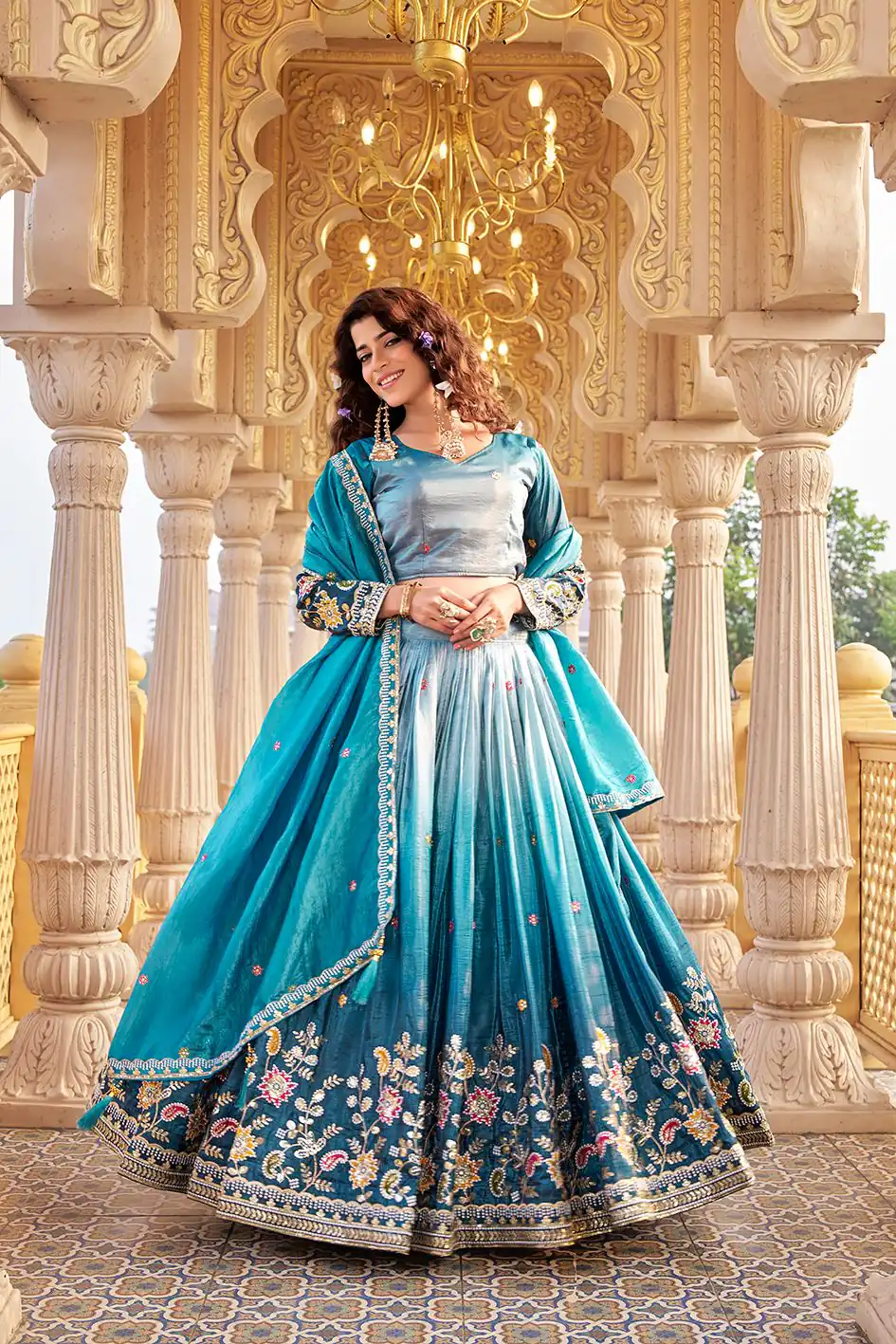 Blue Gold Crush Embroidery Work Lehenga Choli | Lehenga, Bollywood Lehenga, Creative Lehenga, Designer Lehenga, Embroidered Lehenga, Party Wear Lehenga