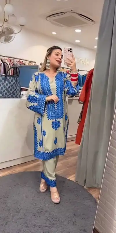 Blue Jam Cotton Embroidery Work Salwar Suit | Jump Suits, Salwar suit, Casual Suits, Creative suits, Designer Suits, Palazzo Suits, Party Wear Suits, Patiala Suits, Straight Suits