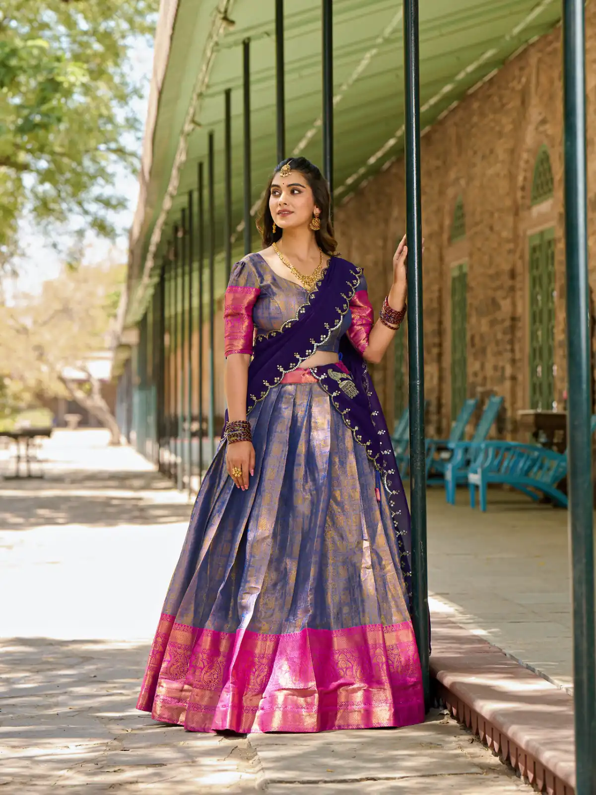 Blue Kanjivaram Weaving Lehenga Choli | Lehenga, Bollywood Lehenga, Creative Lehenga, Designer Lehenga, Embroidered Lehenga, Party Wear Lehenga