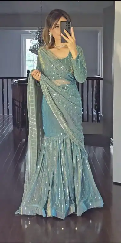 Blue Lecrae Drop Style Lehenga Choli | Lehenga, Bollywood Lehenga, Creative Lehenga, Designer Lehenga, Embroidered Lehenga, Party Wear Lehenga