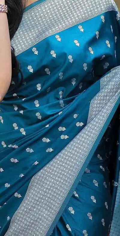 Blue Lichi Silk Border Lace Work Saree | Sarees, Bollywood Sarees, Creative Sarees, Designer Sarees, Embroidered Sarees, Ethnic Saree, Modern Digital sarees, Party Wear Sarees