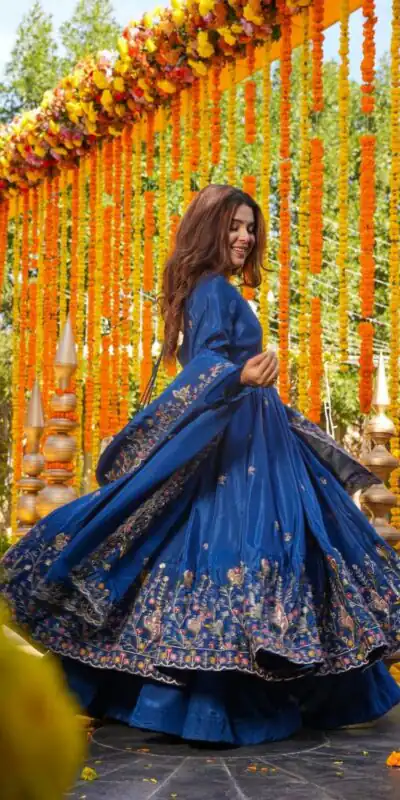 Blue Natural Crap Silk Embroidery Work Anarkali Suit | Anarkali Suits, Bollywood Anarkali, Creative-Anarkali, Designer Anarkali, Embroidered Anarkali, Party Wear Anarkali