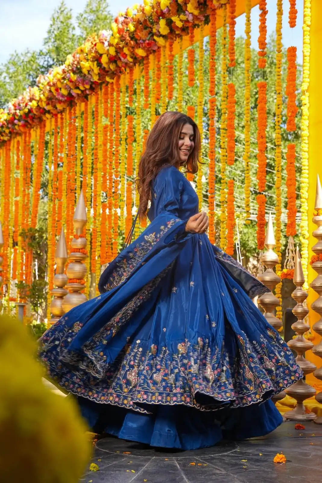 Blue Natural Crap Silk Embroidery Work Anarkali Suit | Anarkali Suits, Bollywood Anarkali, Creative-Anarkali, Designer Anarkali, Embroidered Anarkali, Party Wear Anarkali