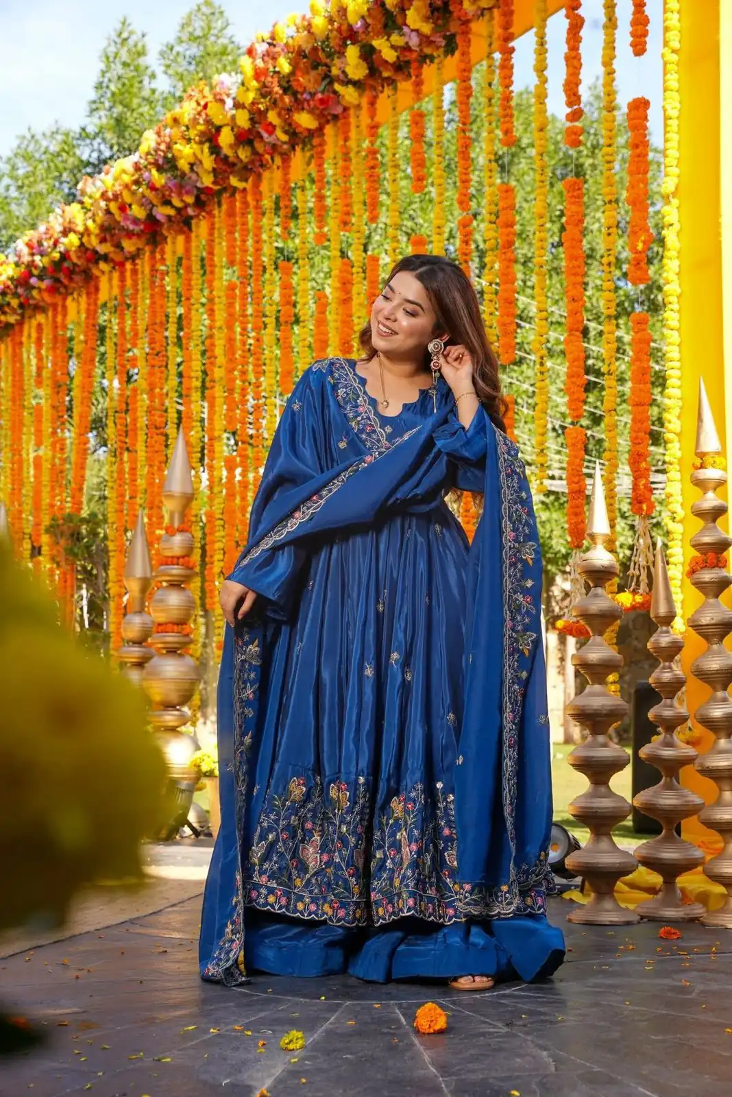 Blue Natural Crap Silk Embroidery Work Anarkali Suit | Anarkali Suits, Bollywood Anarkali, Creative-Anarkali, Designer Anarkali, Embroidered Anarkali, Party Wear Anarkali