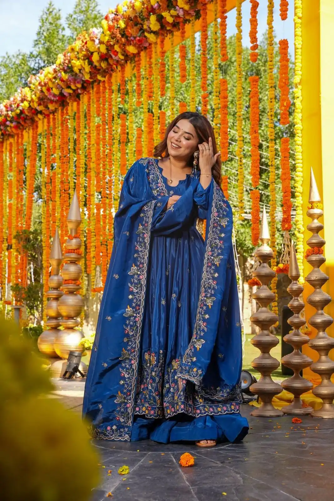 Blue Natural Crap Silk Embroidery Work Anarkali Suit | Anarkali Suits, Bollywood Anarkali, Creative-Anarkali, Designer Anarkali, Embroidered Anarkali, Party Wear Anarkali