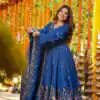 Blue Natural Crap Silk Embroidery Work Anarkali Suit | Anarkali Suits, Bollywood Anarkali, Creative-Anarkali, Designer Anarkali, Embroidered Anarkali, Party Wear Anarkali