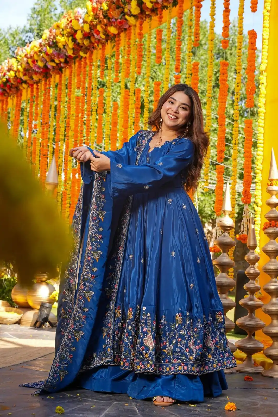 Blue Natural Crap Silk Embroidery Work Anarkali Suit | Anarkali Suits, Bollywood Anarkali, Creative-Anarkali, Designer Anarkali, Embroidered Anarkali, Party Wear Anarkali