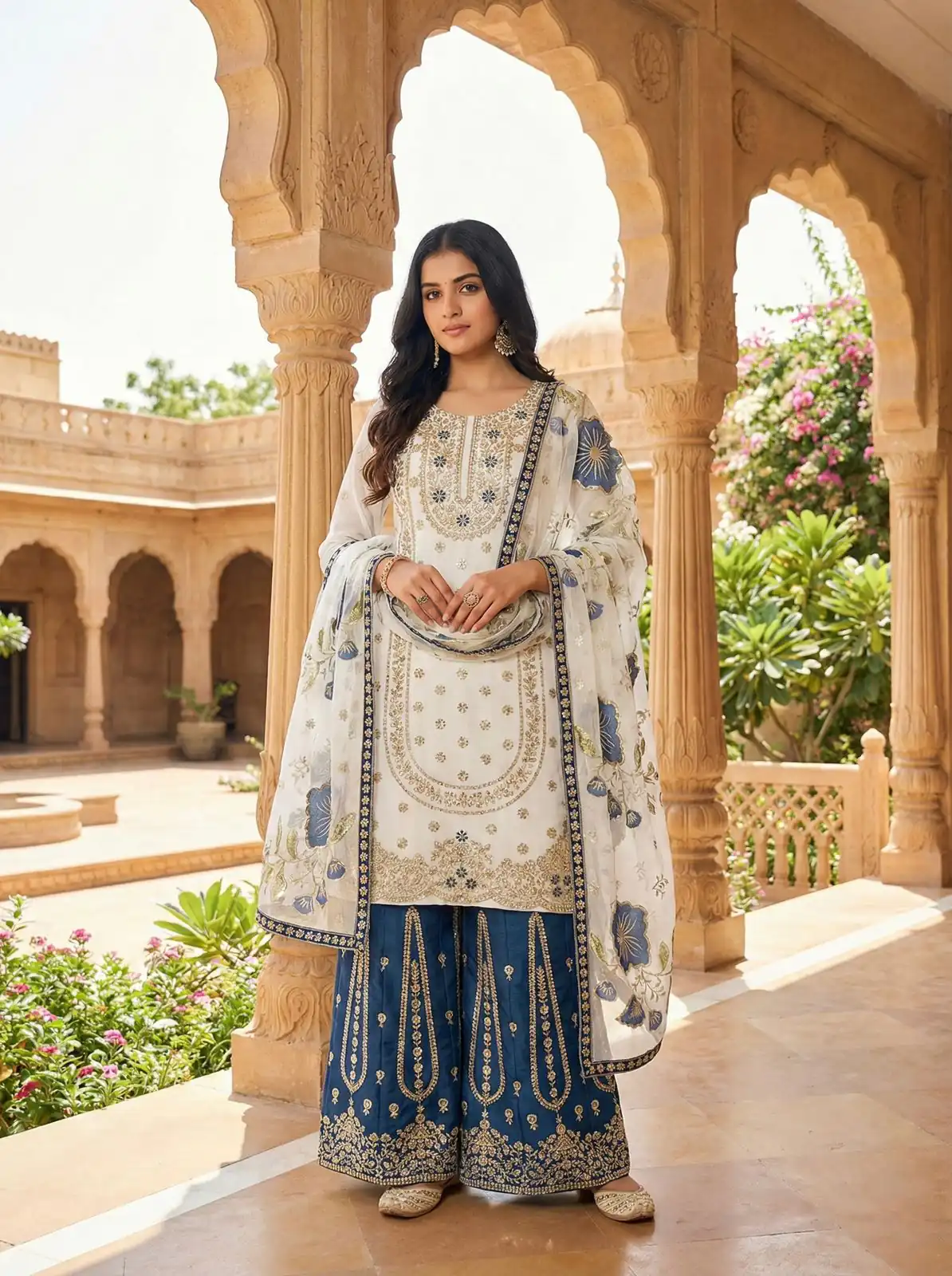 Blue Organza Silk Digital Print Embroidery Salwar Suit | Jump Suits, Salwar suit, Casual Suits, Creative suits, Designer Suits, Palazzo Suits, Party Wear Suits, Patiala Suits, Straight Suits