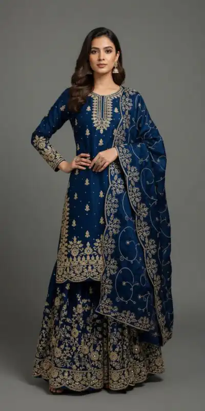 Blue Organza Silk Embroidery Lace Work Salwar Suit | Jump Suits, Salwar suit, Casual Suits, Creative suits, Designer Suits, Palazzo Suits, Party Wear Suits, Patiala Suits, Straight Suits
